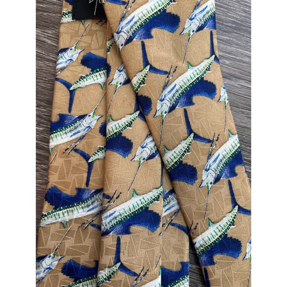 Guy Harvey Classic 100% Silk Fish Tie Gold - Picture 4 of 4